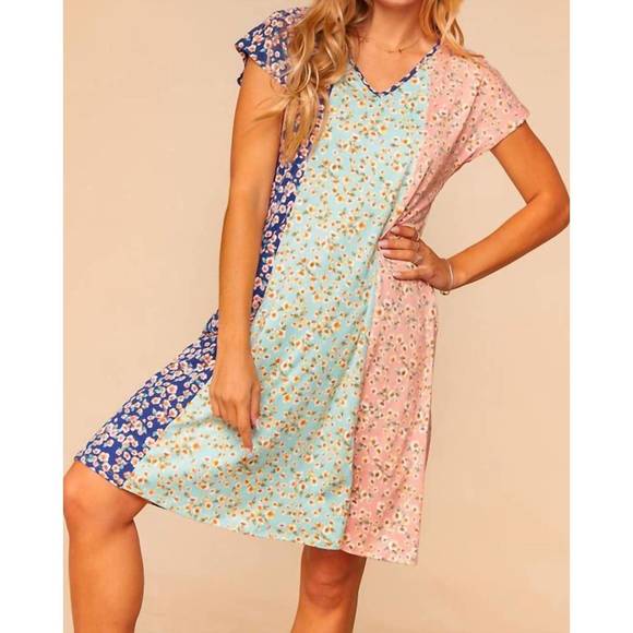 Haptics Floral Color Block Maxi Dress with Pockets